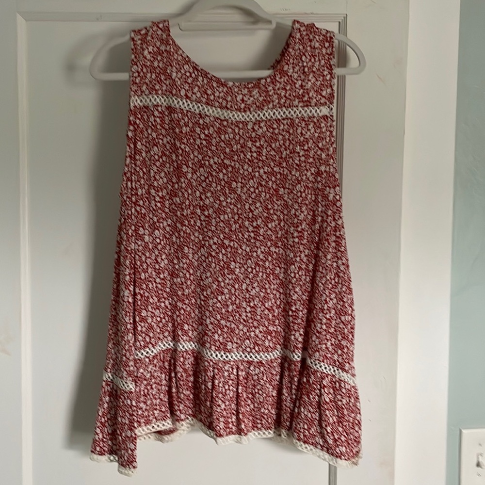 Maeve Red and White Floral Tank Top